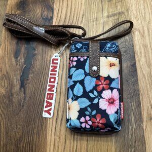 Union Bay NWT Crossbody Floral Phonecase Purse Wallet Slate Blue